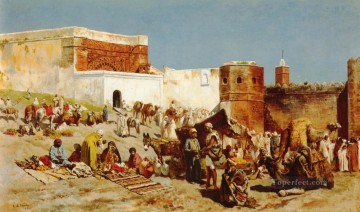  Morocco Oil Painting - Open Market Morocco Arabian Edwin Lord Weeks